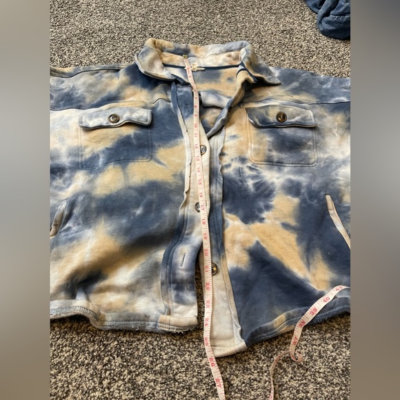 EASEL Womens Tie Dye Baggy Oversized Shacket Sweatshirt Elbow Patches M - Picture 11 of 11